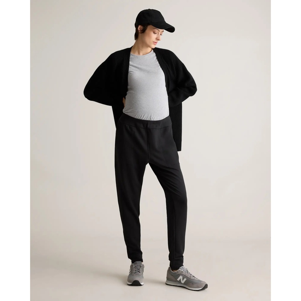 Quince SuperSoft Fleece Maternity Joggers Black Size Small New With Tags